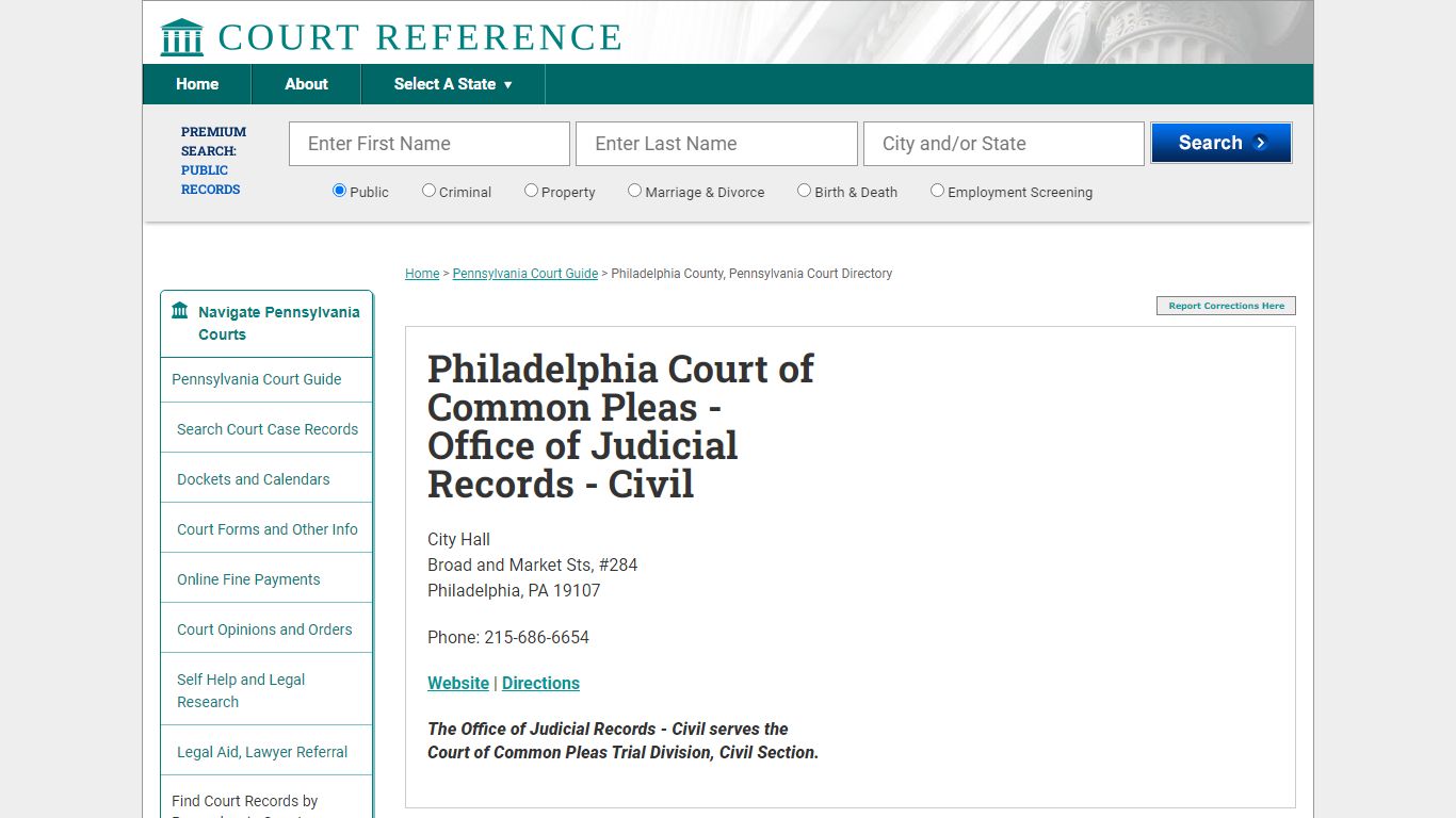 Philadelphia Court of Common Pleas - Office of Judicial Records - Civil